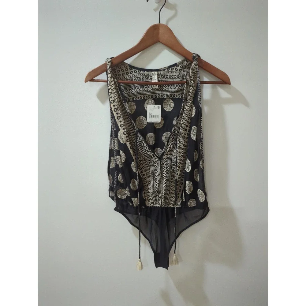 Free People Black Thong Bodysuit NWT